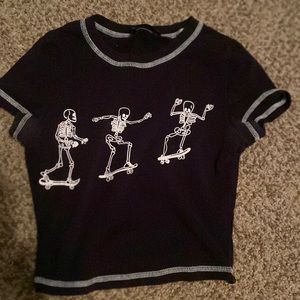 Black skeleton crop top